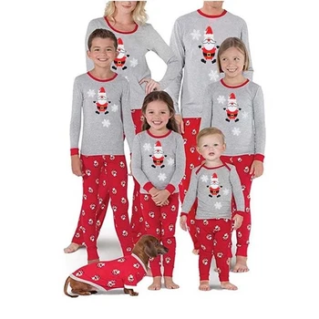Vánoční Rodinné Odpovídající Pyžamo Muži, Ženy, Děti Oblečení Na Spaní Noční Prádlo Santa Claus Top+Kalhoty Bavlněné Oblečení, Set Plus Velikosti