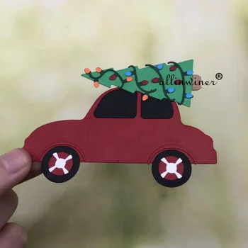 Vánoční strom auto Kovové Řezací formy pro DIY Scrapbooking Album Papírové Karty Dekorativní Řemesla, Ražba lepíků