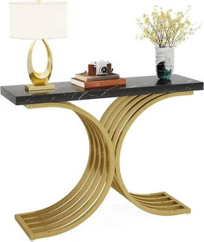 Zlaté Konzole Stůl, Moderní Předsíň Stůl pro Vjezd, 40 palců Vchod Tabulky Úzký Rozkládací Stůl pro Obývací Pokoj, Předsíň