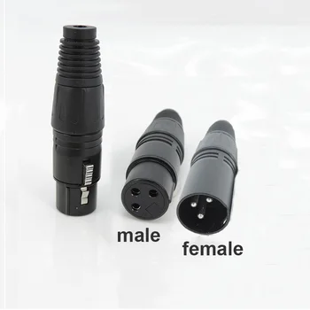 černé 3-Pin 3-core, XLR Samec Samice konektor Mikrofon Konektor Audio kabelu mikrofon propojovací Kabel Svorky Zvuk Drátu