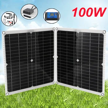 100W Solární Panel 18V Solární článek 10A-60A Regulátor Solární Panel Power Bank pro Telefon Camiping pěší Turistika Venkovní MP3 Napájení z Baterie