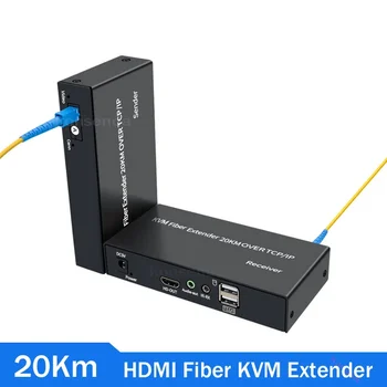 20Km IP HDMI Vlákno KVM Extender přes Zpívat SC optický Kabel pro 1080P, HDMI, USB KVM Vlákno Optický Vysílač, Podpora USB Klávesnice Myš