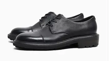 Anglie, Styl Módní Pravé kůže Černé Derby boty Ležérní Mužů Boty šněrovací Vysoké zvýšení Kvality Muži Boty