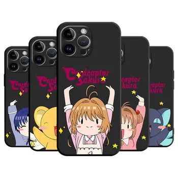Anime Roztomilý Sakura Telefon Pouzdro pro Apple iPhone XS X 13 12 Mini 14 15 Pro Max SE 8 Plus XR 7 6s 11 Pro, 11 pro Černý Měkký Kryt