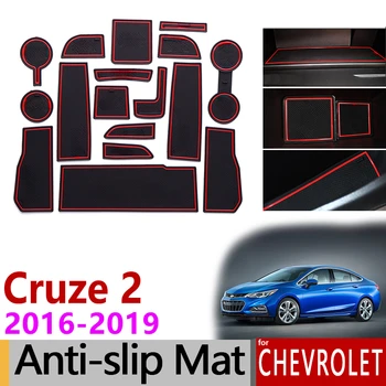 Anti-Slip Gumové Brány Hrací Podložky Cup Mat pro Chevrolet Cruze 2 2016 2017 2018 2019 mk2 Chevy Sedan, Hatch 17p Doplňky, Samolepky