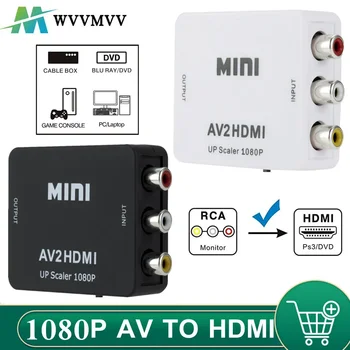RCA na HDMI-kompatibilní Adaptér HD 1080P Video Converter Mini AV Hdmi-compatbe Box Pro NTSC PAL HDTV Projektor Set Top Box DVD